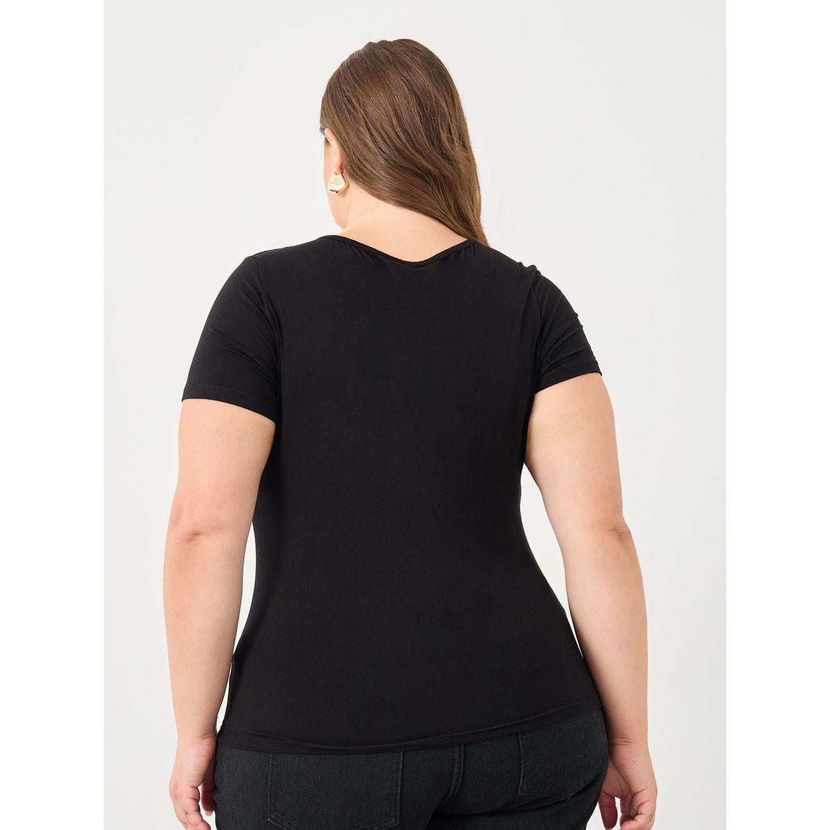 Styli Plus Black Fitted T-Shirt with Square Neck-women-clothing-tshirts-image-5