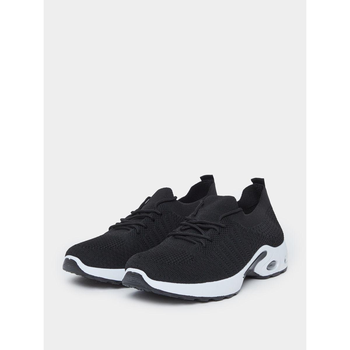 Styli Men Black Elastic Lace Pull On Sneakers-men-shoes-sneakers-image-2