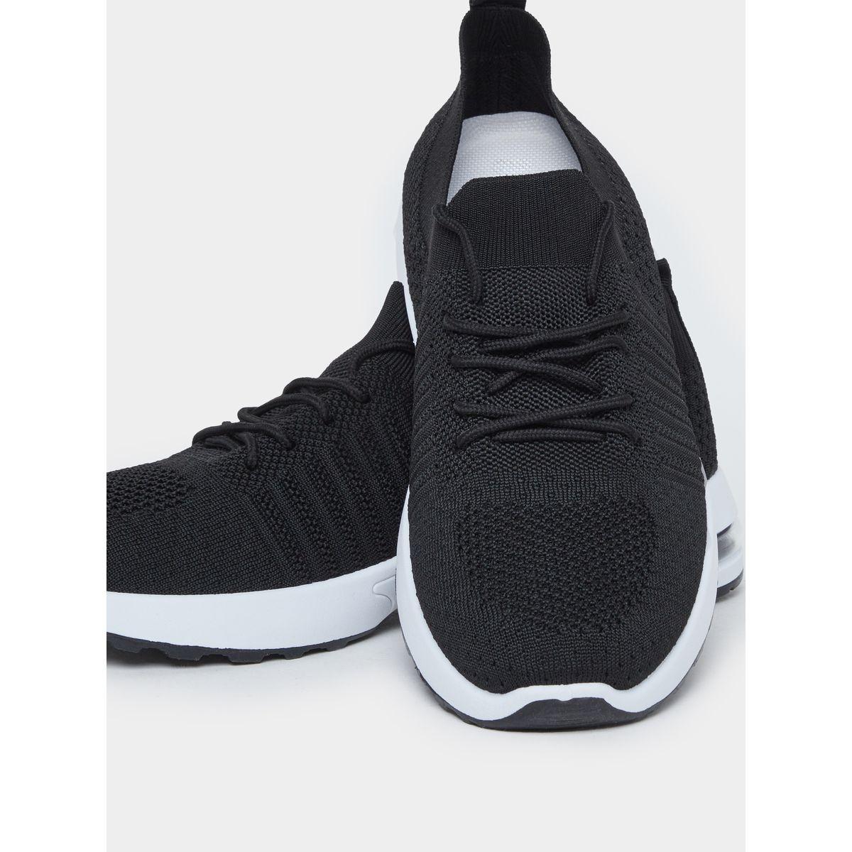 Styli Men Black Elastic Lace Pull On Sneakers-men-shoes-sneakers-image-3