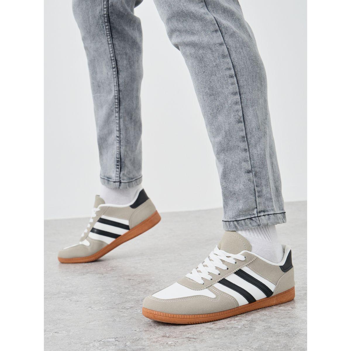 Styli Striped Panelled Lace Up Sneakers-men-shoes-sneakers-image-1