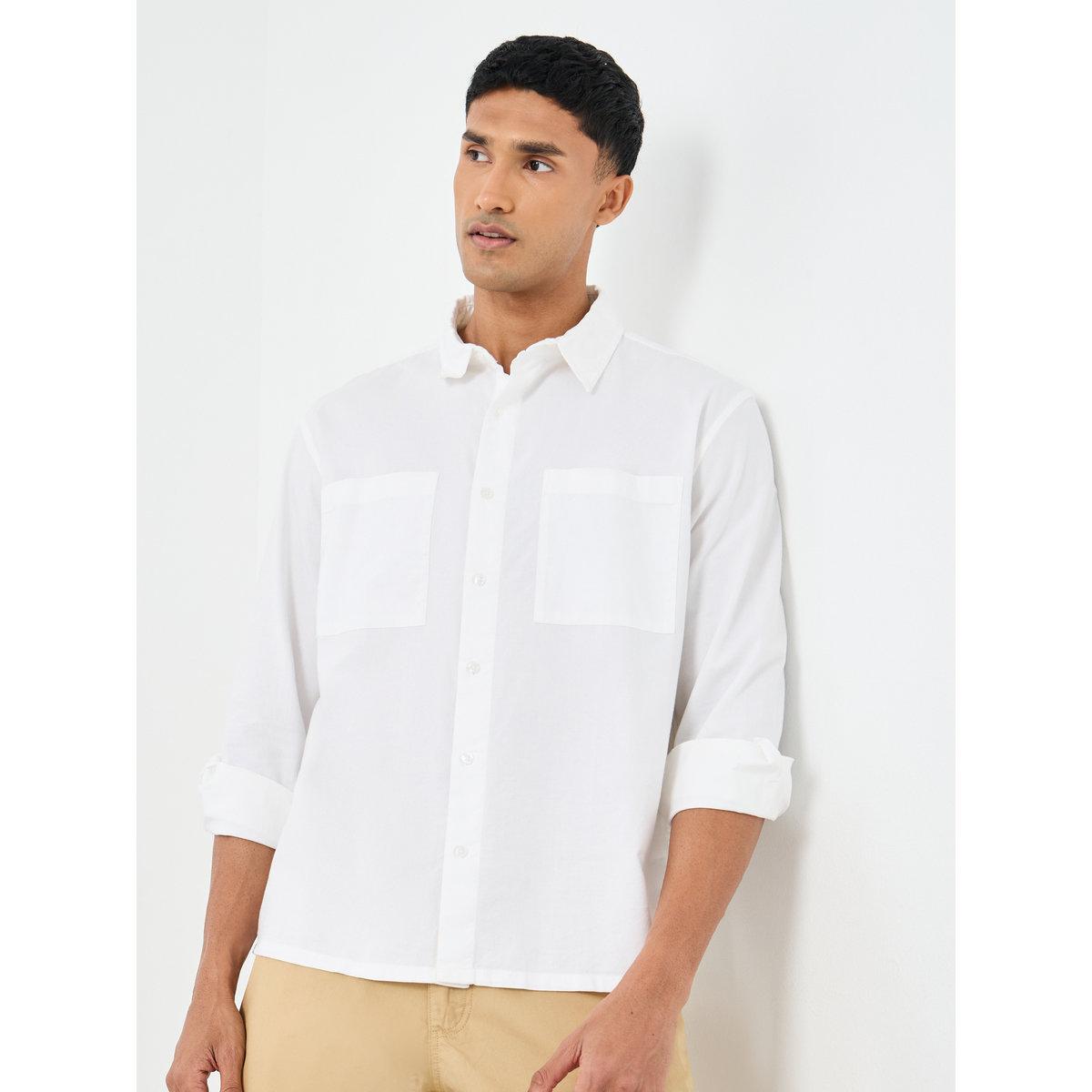 Styli White Relaxed Fit Shirt with Double Pocket-men-clothing-shirts-image-1