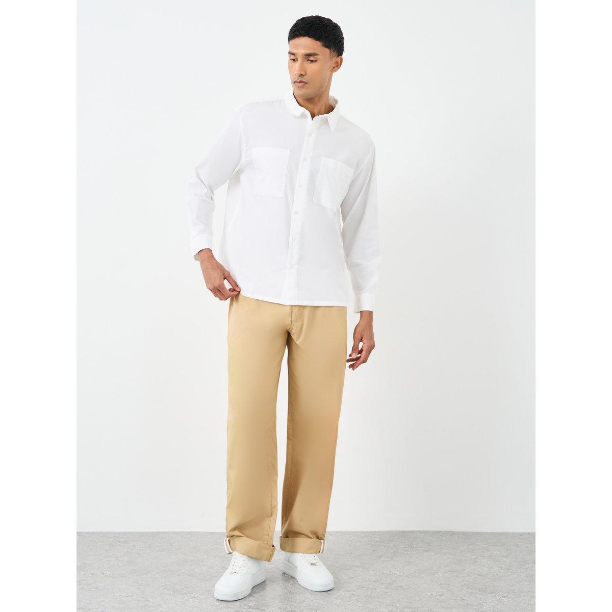 Styli White Relaxed Fit Shirt with Double Pocket-men-clothing-shirts-image-2