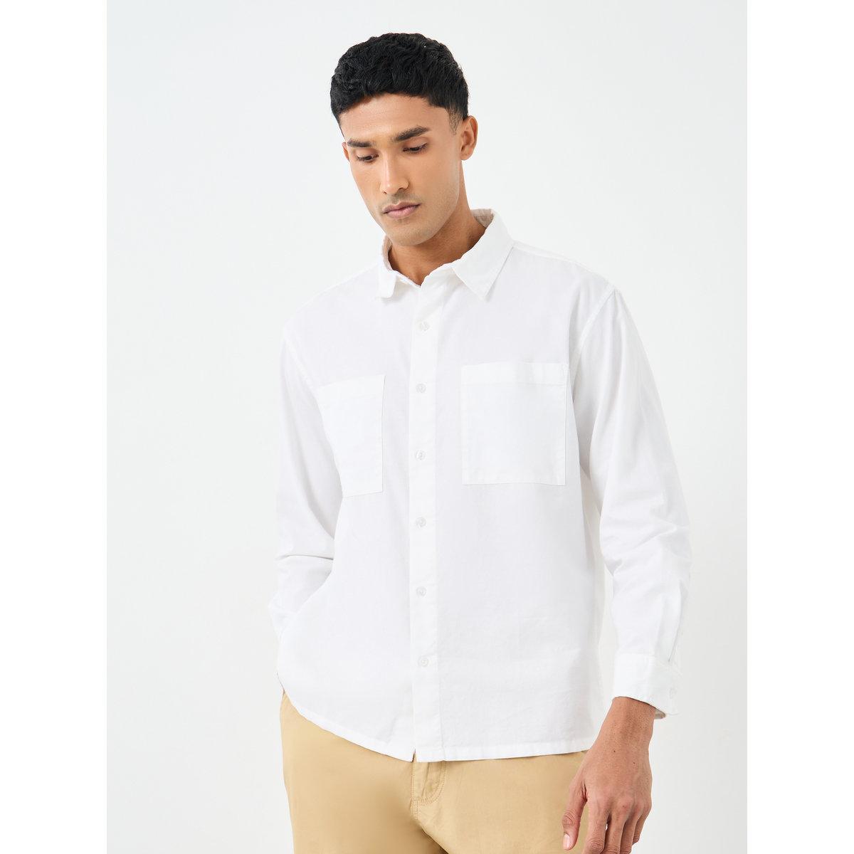 Styli White Relaxed Fit Shirt with Double Pocket-men-clothing-shirts-image-3