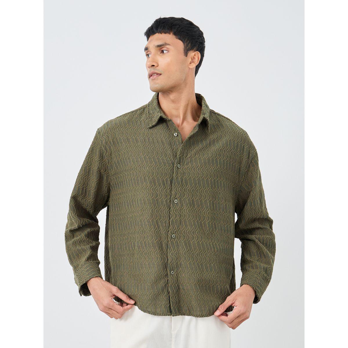 قميص فضفاض محبوك بأكمام طويلة-men-clothing-shirts-image-1