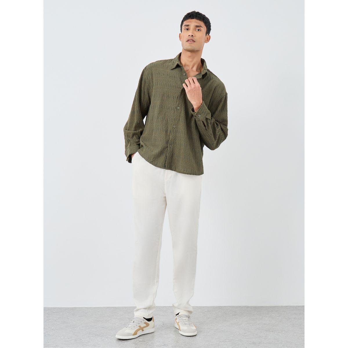 قميص فضفاض محبوك بأكمام طويلة-men-clothing-shirts-image-2