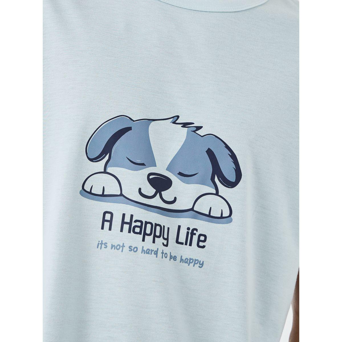 Styli Men Light Blue Graphic T-Shirt and Striped Shorts Set-men-clothing-nightwear-sets-image-3