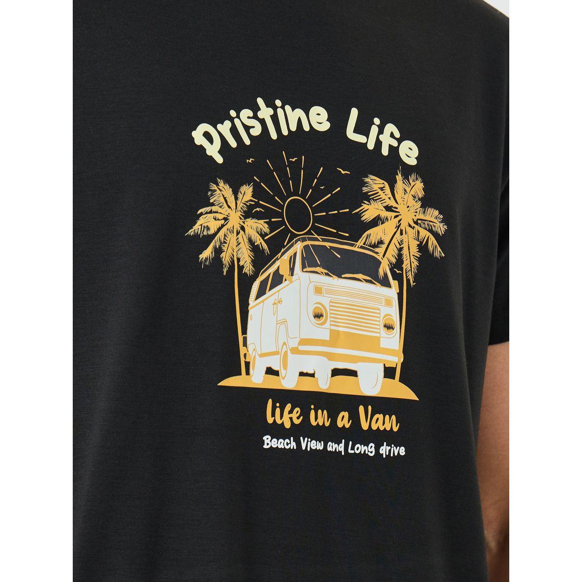 Styli Black Graphic Printed T-Shirt and Shorts Set-men-clothing-nightwear-sets-image-3