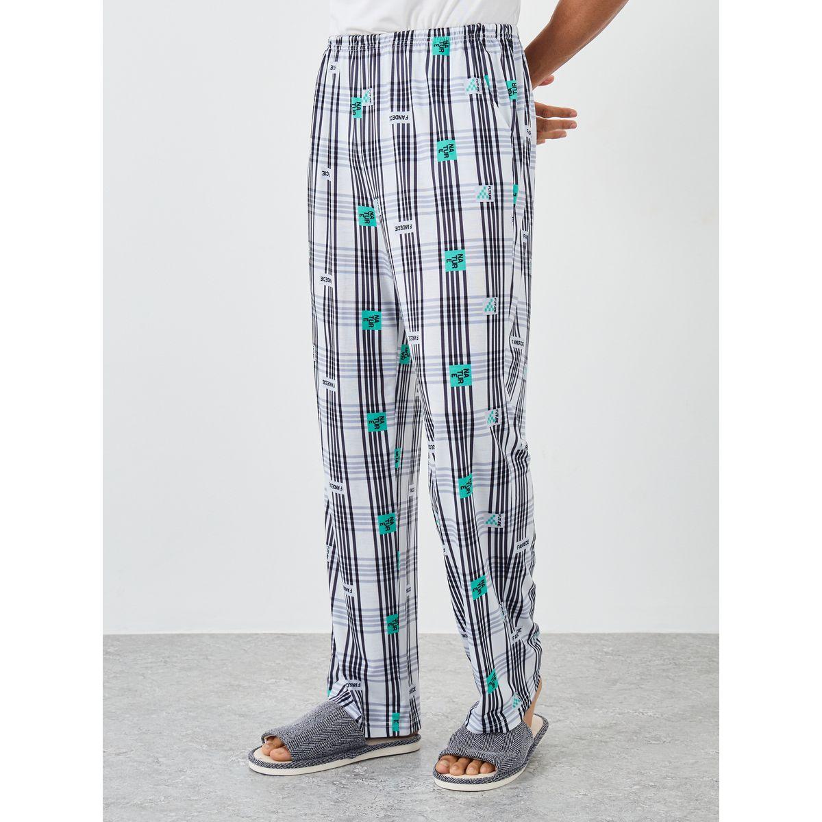 Styli Graphic Print T-Shirt and Checkered Pyjama Set-men-clothing-nightwear-sets-image-5
