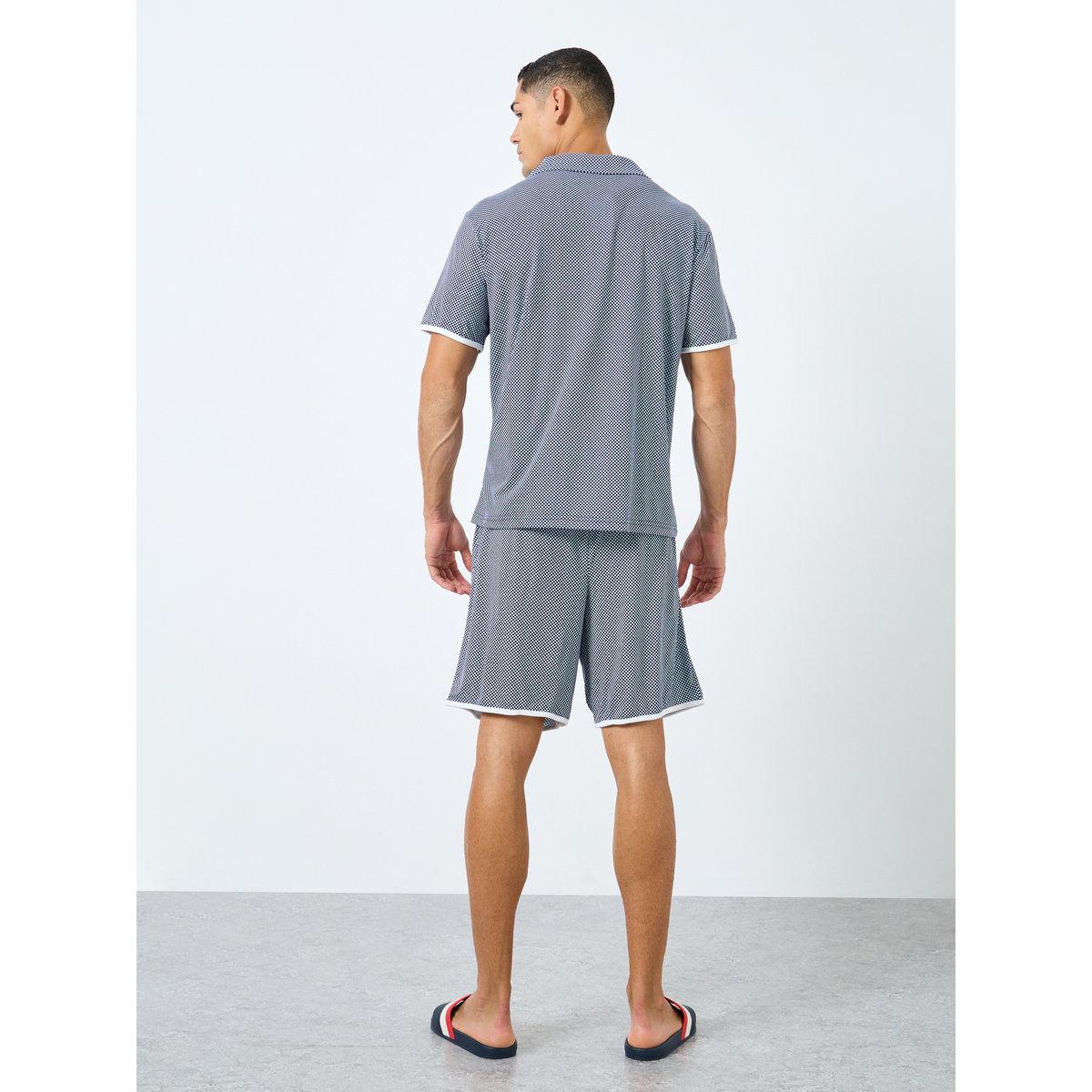 طقم من شورت بيجاما وقميص بطبعة مربعات-men-clothing-nightwear-sets-image-4