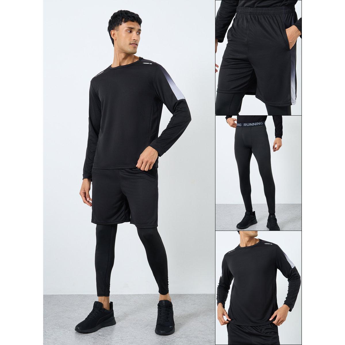 Styli Pack of 3 - Reflective Print T-Shirt, Shorts and Track Pants-men-clothing-sportswearandactivewear-tracksuits-image-1
