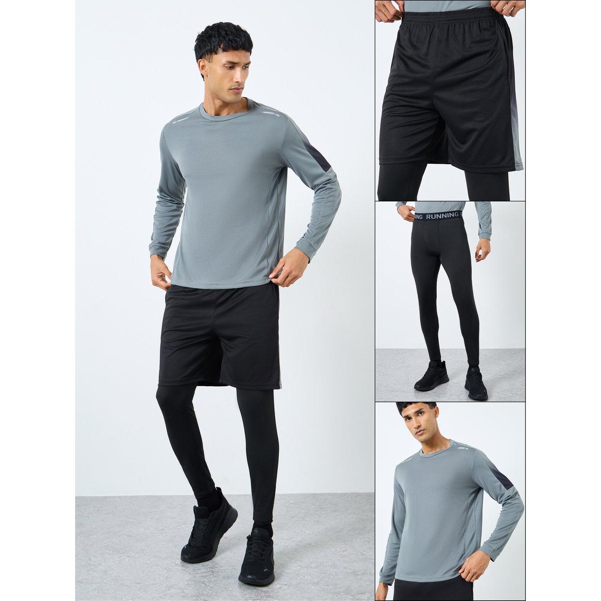 Styli Pack of 3 - Reflective Print T-Shirt, Shorts and Track Pants-men-clothing-sportswearandactivewear-tracksuits-image-1