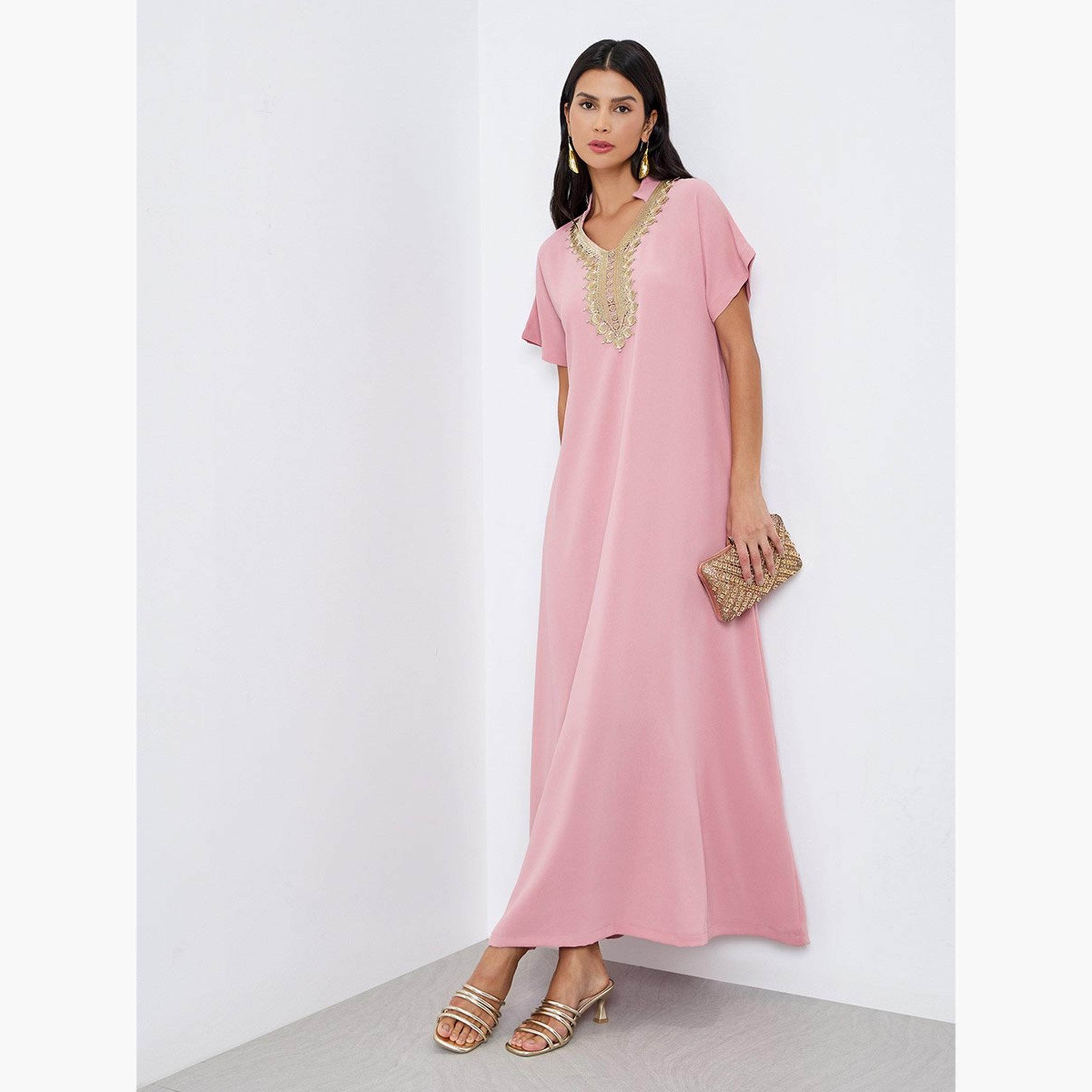 جلابية طويلة بتفاصيل دانتيل-women-arabicclothing-jalabiyas-image-1
