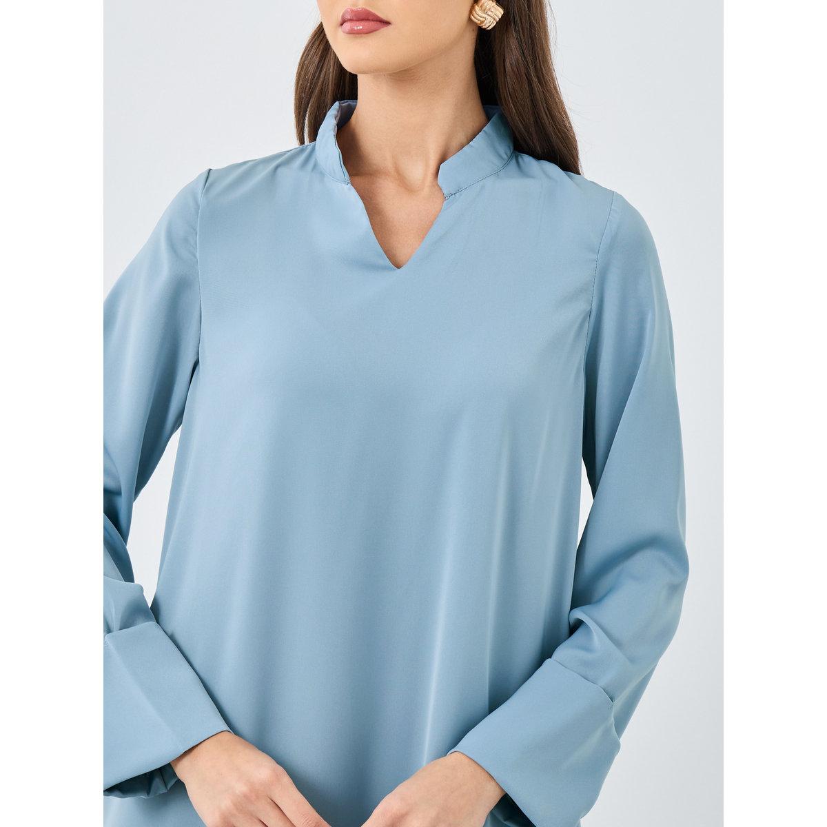 جلابية بياقة قائمة وأكمام بأساور-women-arabicclothing-jalabiyas-image-4