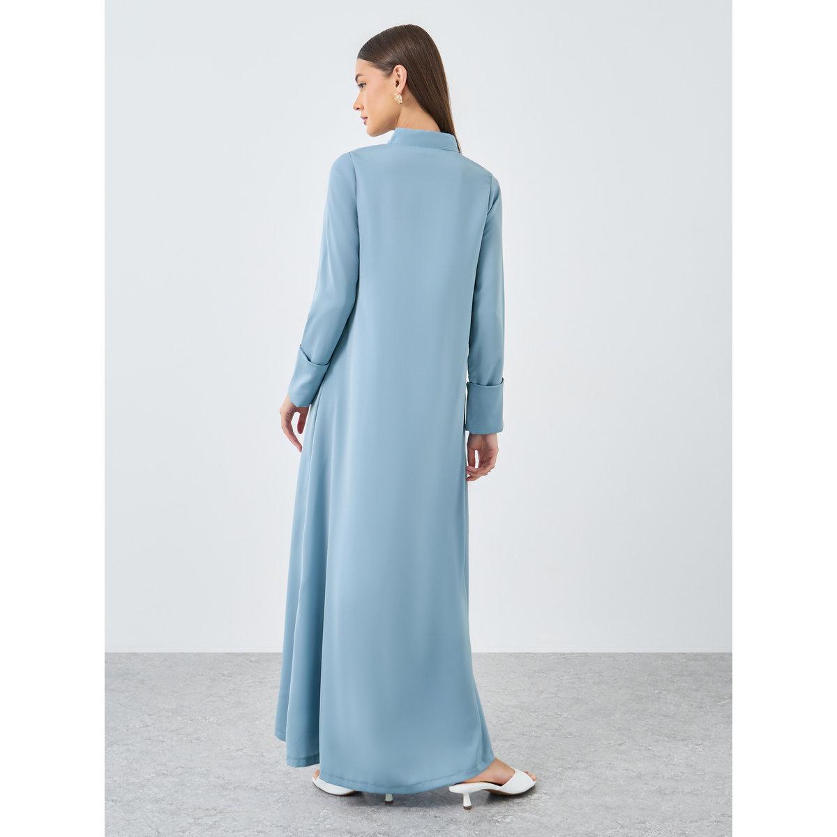 جلابية بياقة قائمة وأكمام بأساور-women-arabicclothing-jalabiyas-image-5