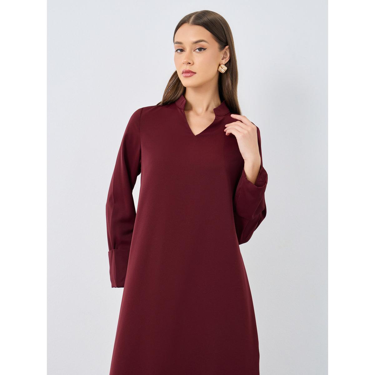جلابية بياقة قائمة وأكمام بأساور-women-arabicclothing-jalabiyas-image-3
