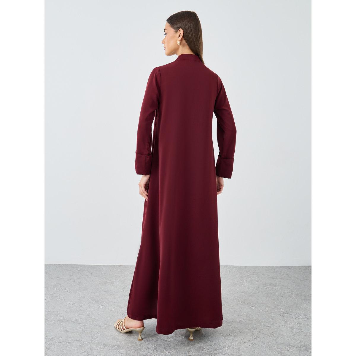 جلابية بياقة قائمة وأكمام بأساور-women-arabicclothing-jalabiyas-image-5