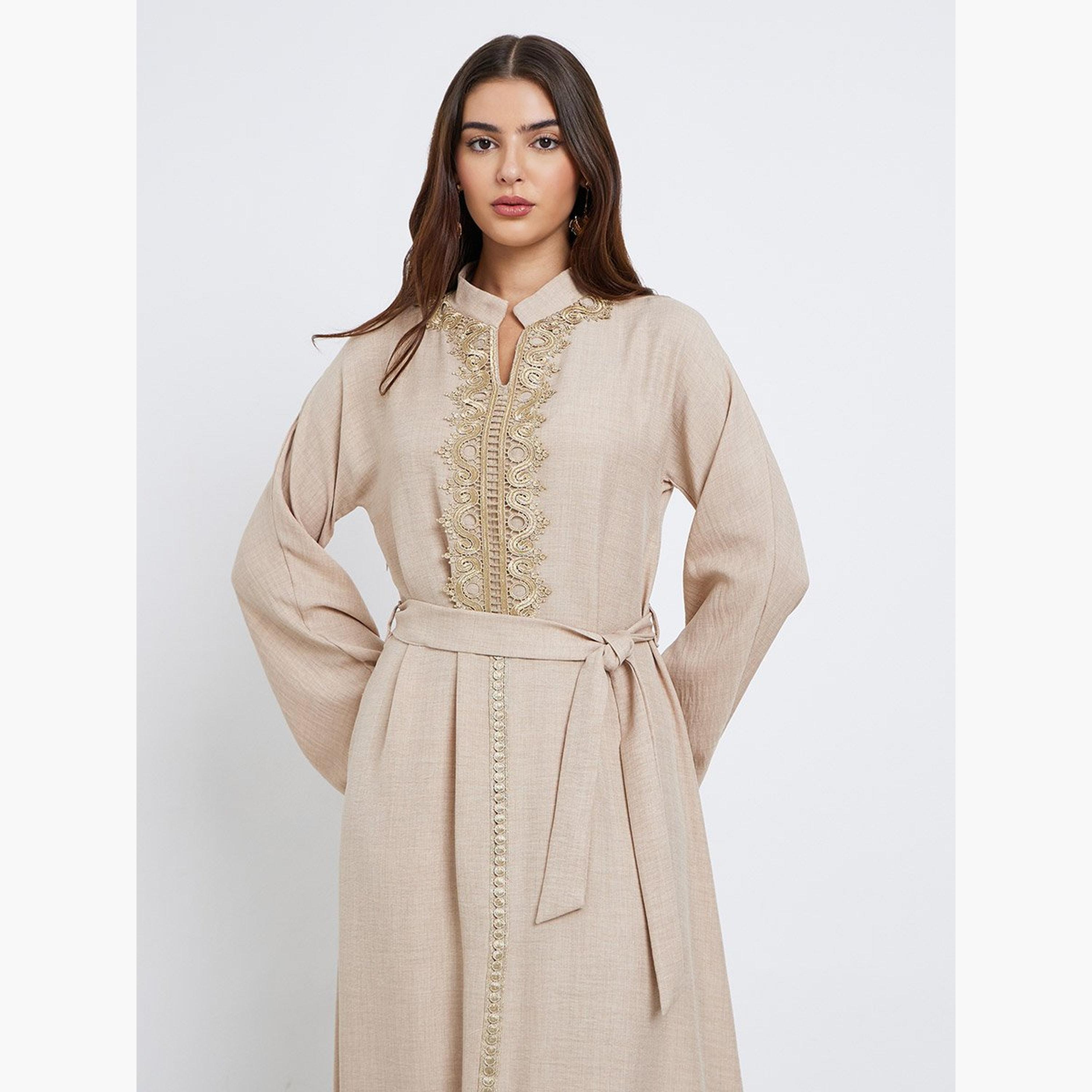 أميرة x ستايلي جلابية بتفاصيل دانتيل مع ربطة خصر-women-arabicclothing-jalabiyas-image-2