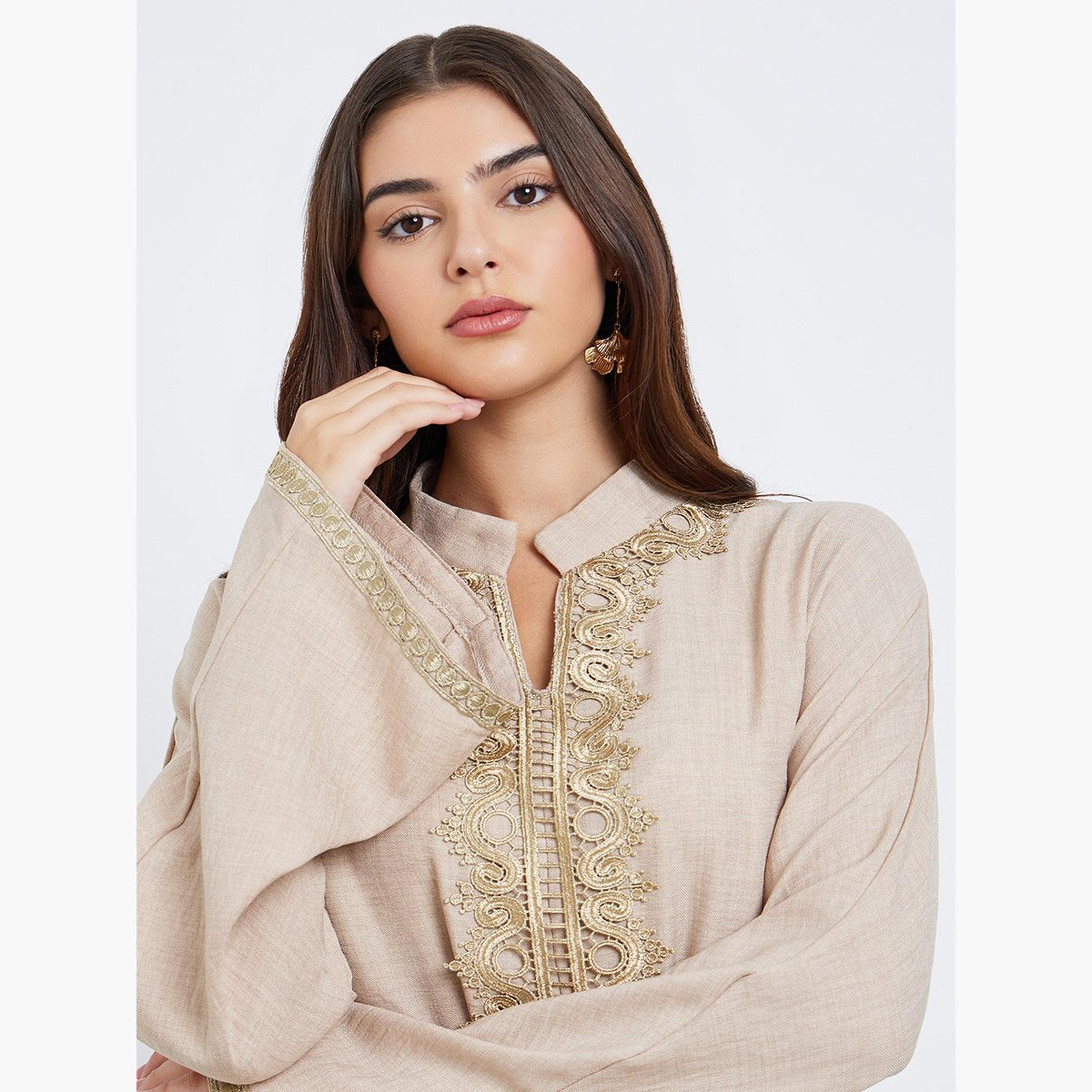 أميرة x ستايلي جلابية بتفاصيل دانتيل مع ربطة خصر-women-arabicclothing-jalabiyas-image-3