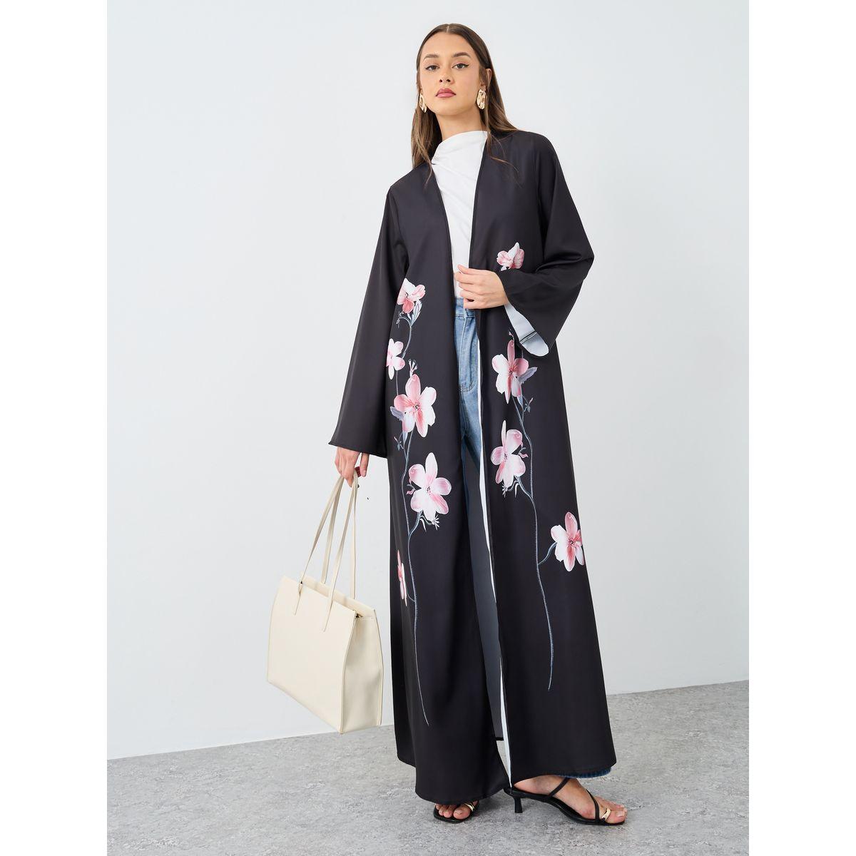 أميرة x ستايلي عباية بطبعة زهور بتصميم مفتوح-women-arabicclothing-abayas-image-2