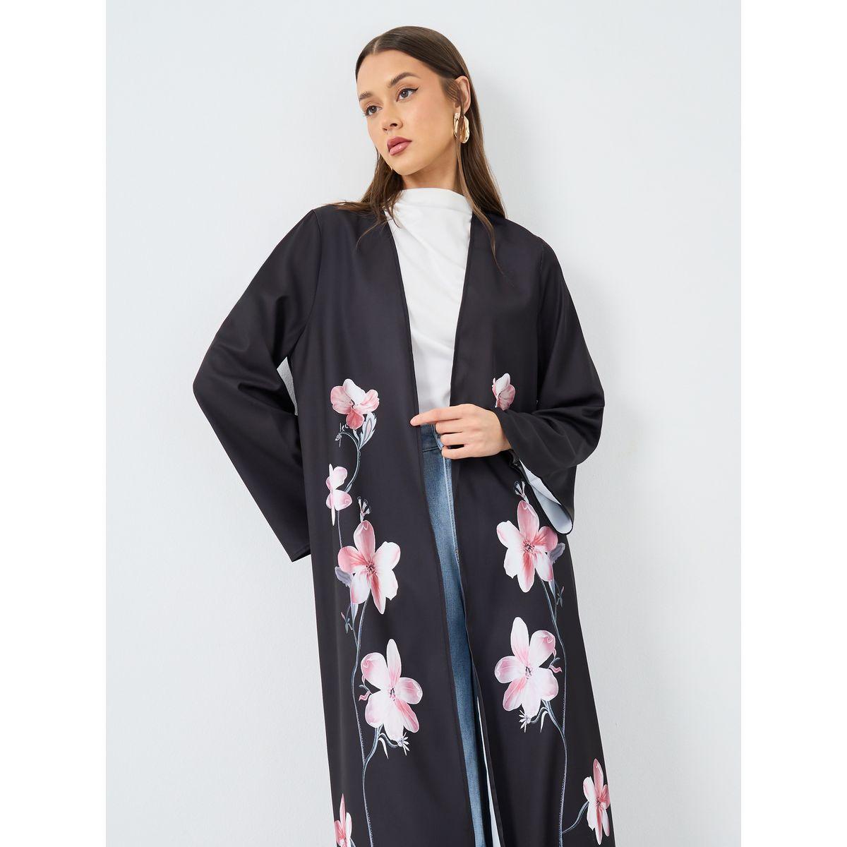 أميرة x ستايلي عباية بطبعة زهور بتصميم مفتوح-women-arabicclothing-abayas-image-3