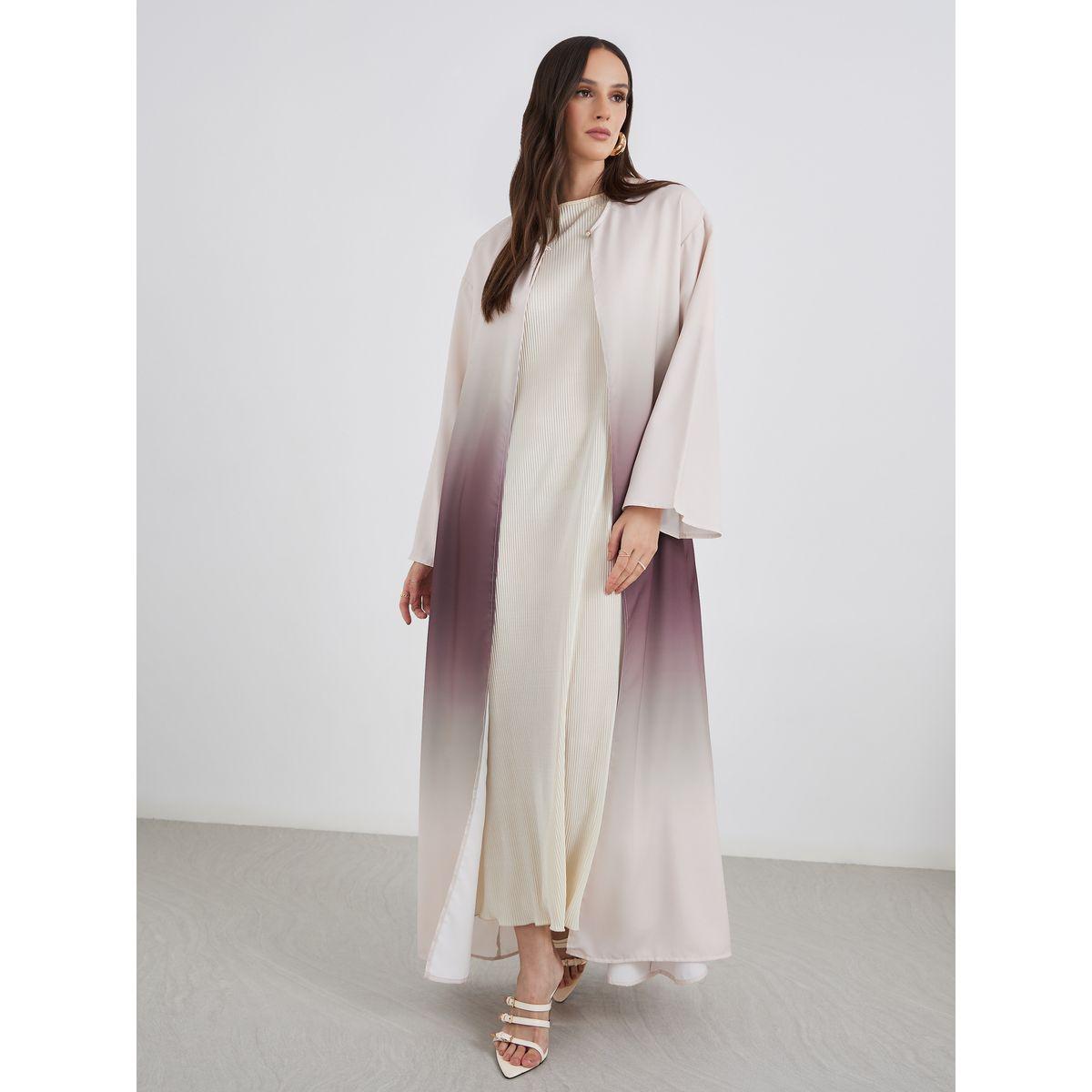 Amirah X Styli Ombre Look Abaya with Single Button Detail-women-arabicclothing-abayas-image-2