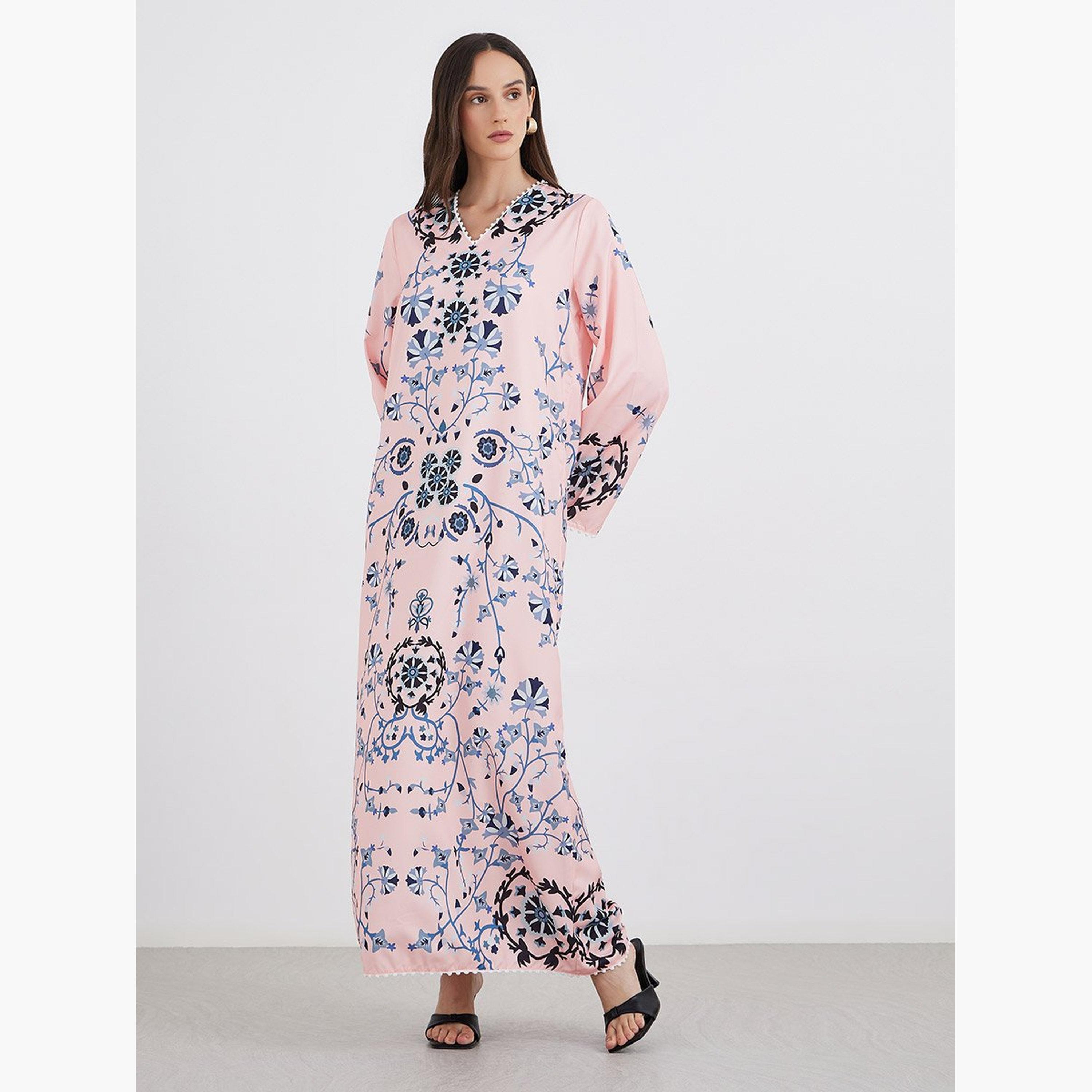 جلابية بطبعة زهور-women-arabicclothing-jalabiyas-image-2