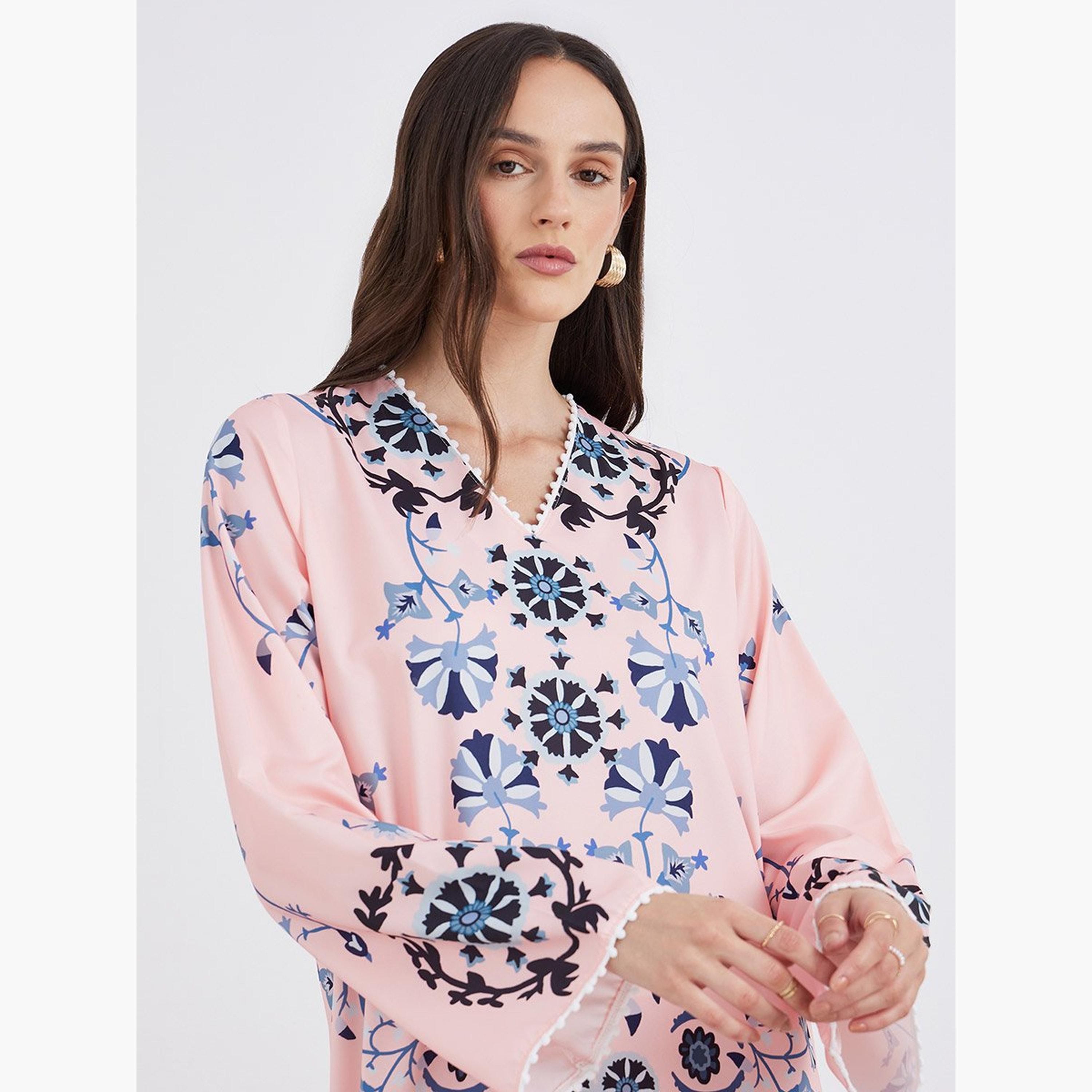 جلابية بطبعة زهور-women-arabicclothing-jalabiyas-image-4