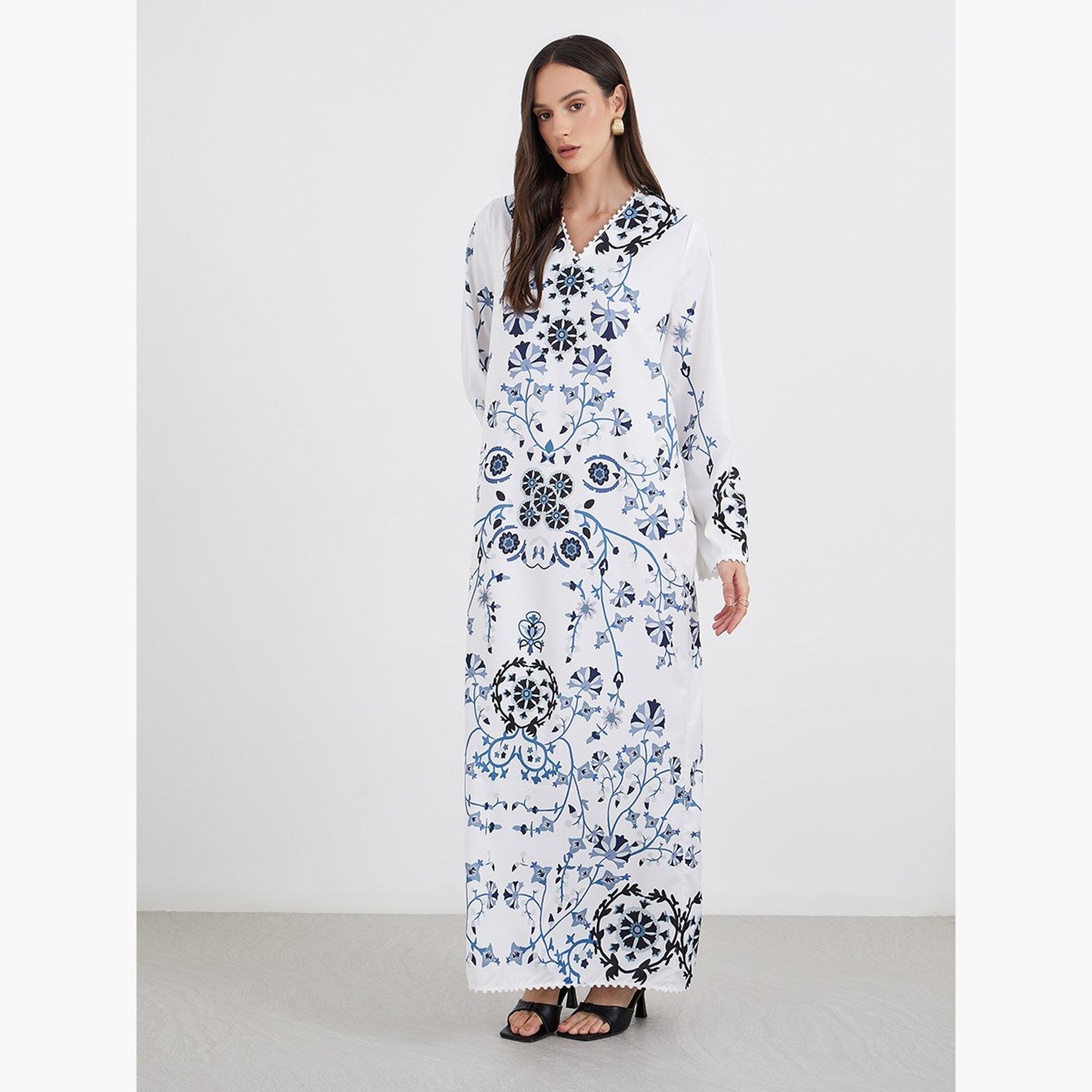 جلابية بطبعة زهور-women-arabicclothing-jalabiyas-image-2