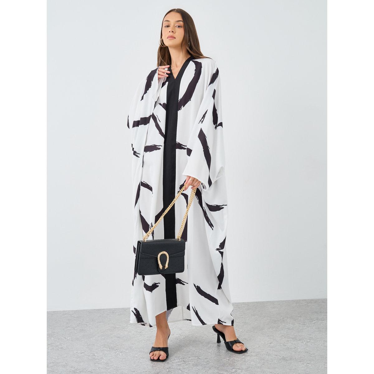 Styli Batwing Sleeve Printed Jalabiya-women-arabicclothing-jalabiyas-image-2