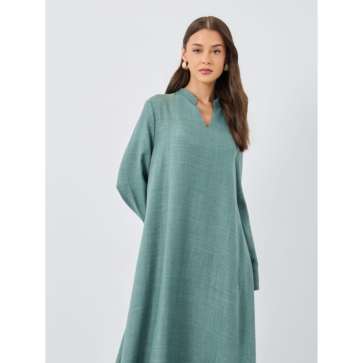 أميرة x ستايلي جلابية سادة بأكمام طويلة وياقة-women-arabicclothing-jalabiyas-image-3