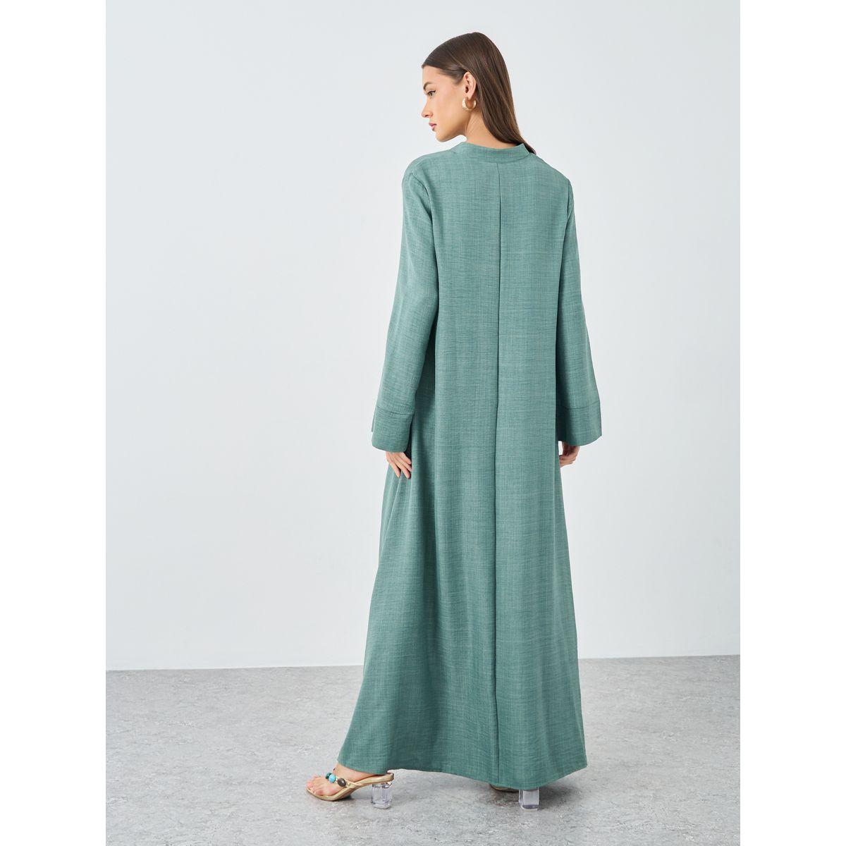 أميرة x ستايلي جلابية سادة بأكمام طويلة وياقة-women-arabicclothing-jalabiyas-image-5