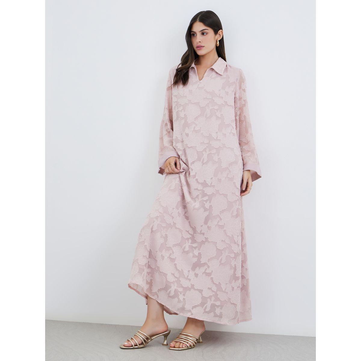 أميرة x ستايلي جلابية بملمس جاكار مع ياقة-women-arabicclothing-jalabiyas-image-2