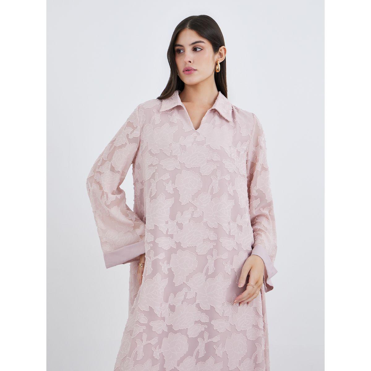 أميرة x ستايلي جلابية بملمس جاكار مع ياقة-women-arabicclothing-jalabiyas-image-3
