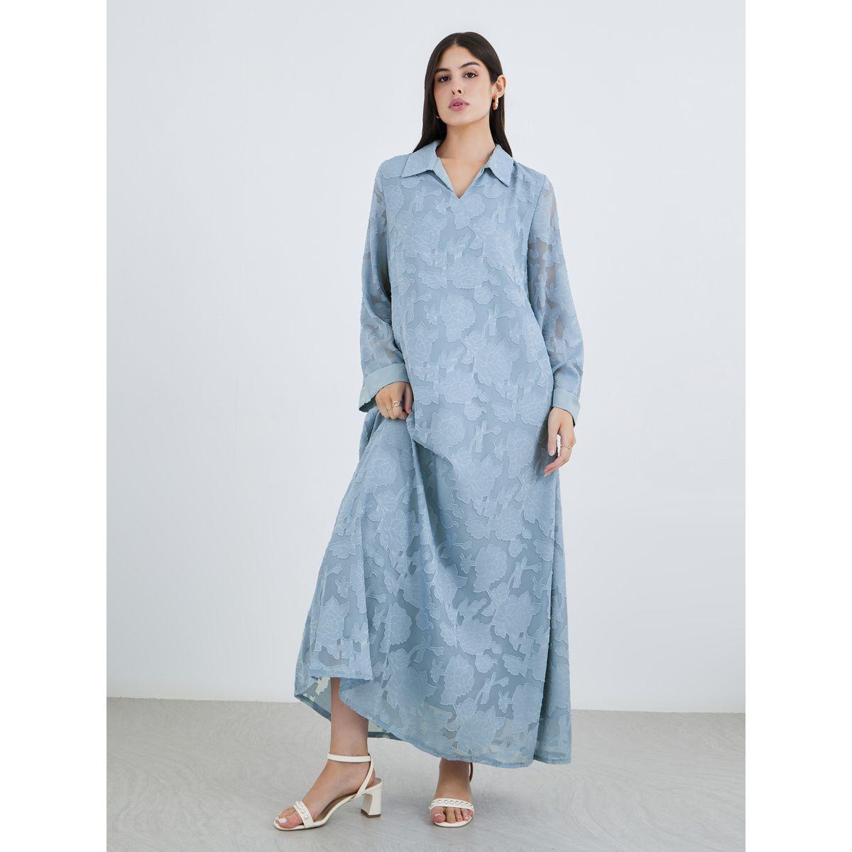 أميرة x ستايلي جلابية بملمس جاكار مع ياقة-women-arabicclothing-jalabiyas-image-2