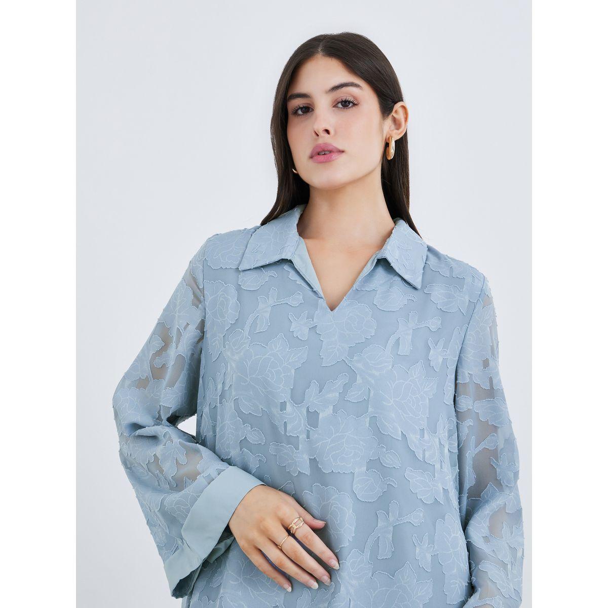 أميرة x ستايلي جلابية بملمس جاكار مع ياقة-women-arabicclothing-jalabiyas-image-4