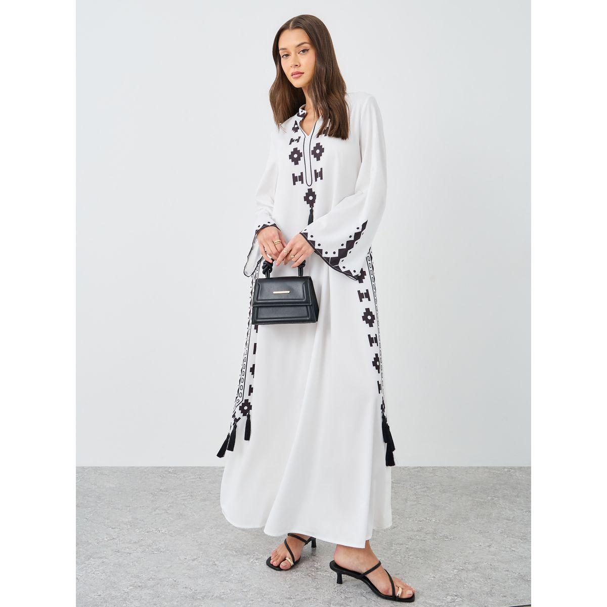 Styli Tassel Trim Printed Jalabiya-women-arabicclothing-jalabiyas-image-2