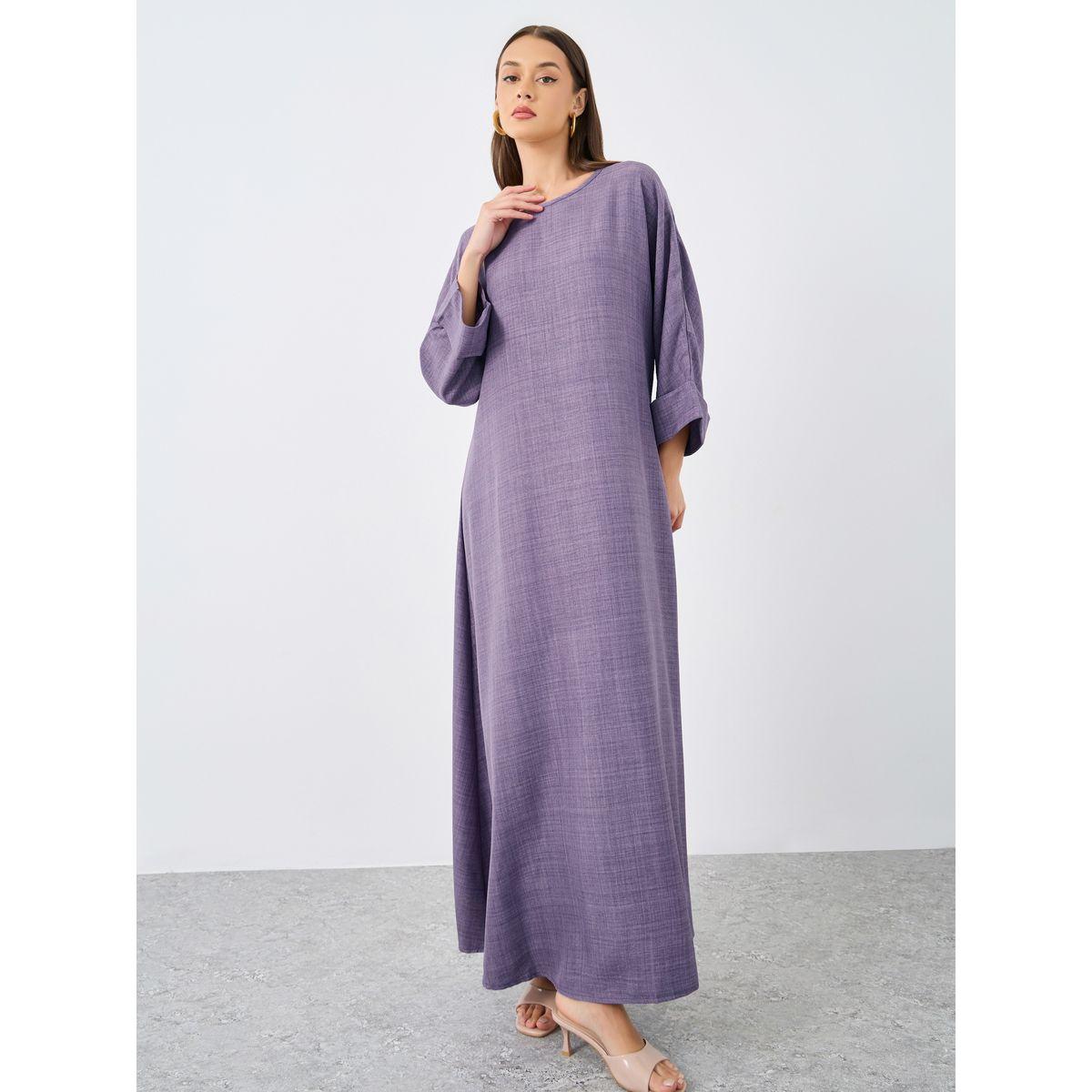أميرة x ستايلي جلابية سادة بأكمام وطواطية-women-arabicclothing-jalabiyas-image-3