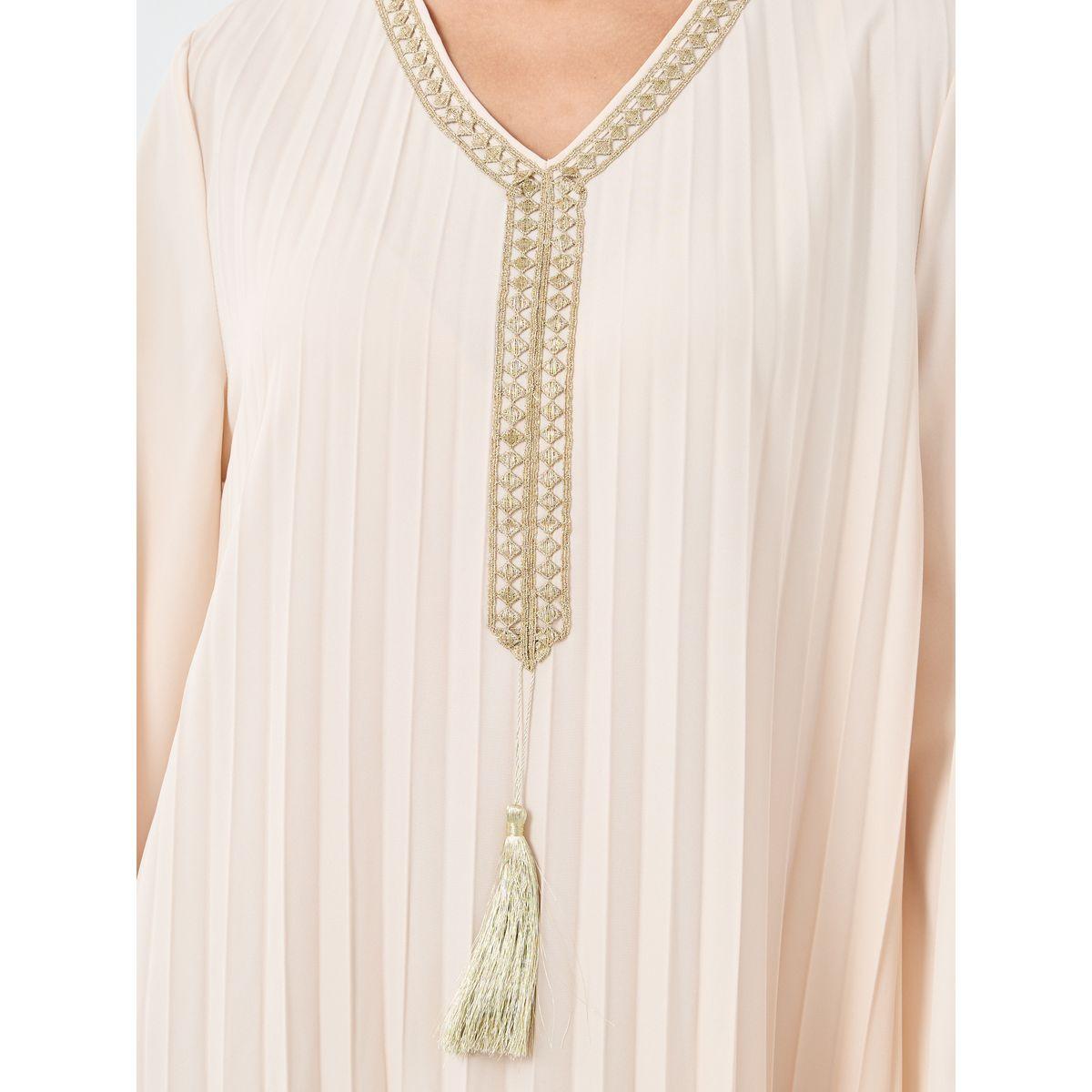 جلابية بتفاصيل كسرات مع شراشيب-women-arabicclothing-jalabiyas-image-4