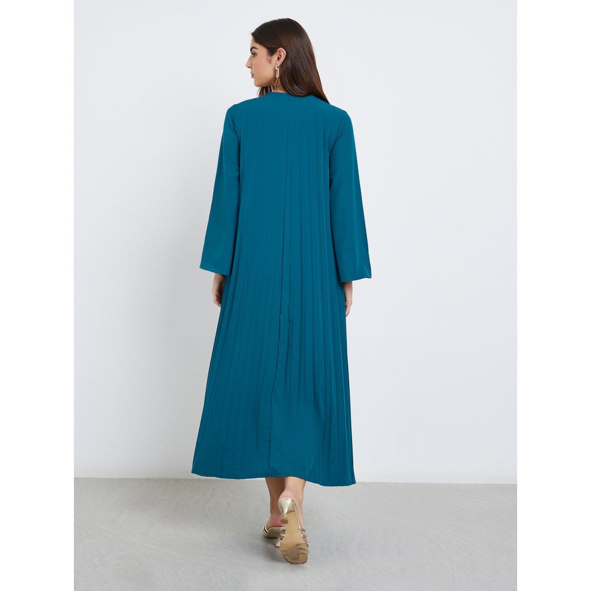 جلابية طويلة بتفاصيل كسرات مع شراشيب-women-arabicclothing-jalabiyas-image-4