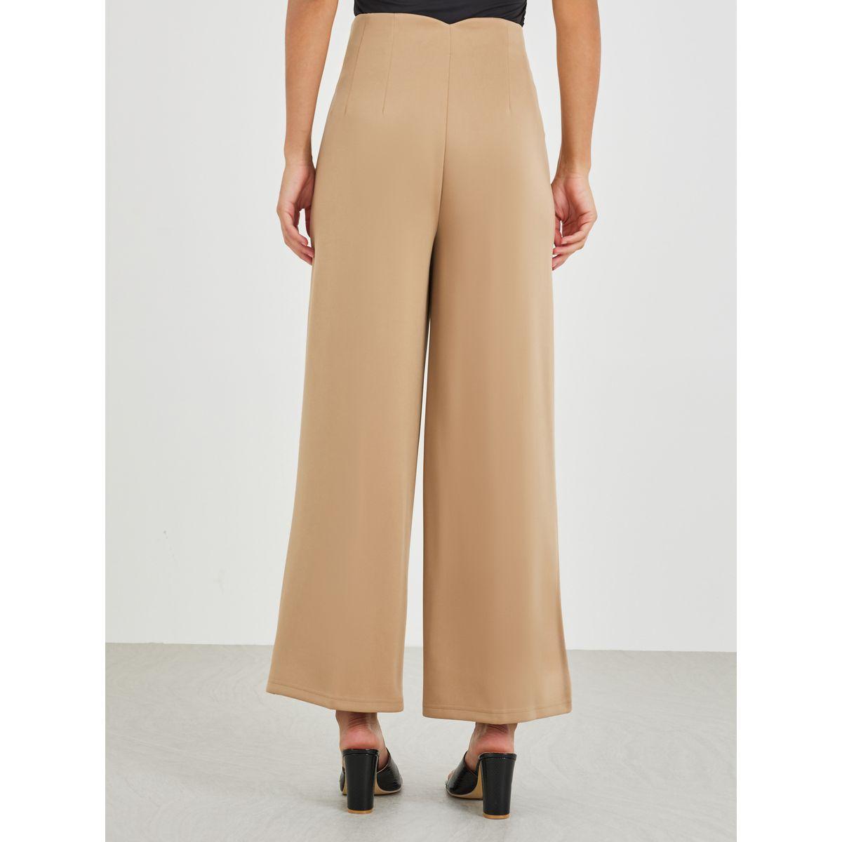 بنطال بأرجل واسعة وخصر عالي مع تفاصيل محزوزة-women-clothing-bottoms-trousers-image-4