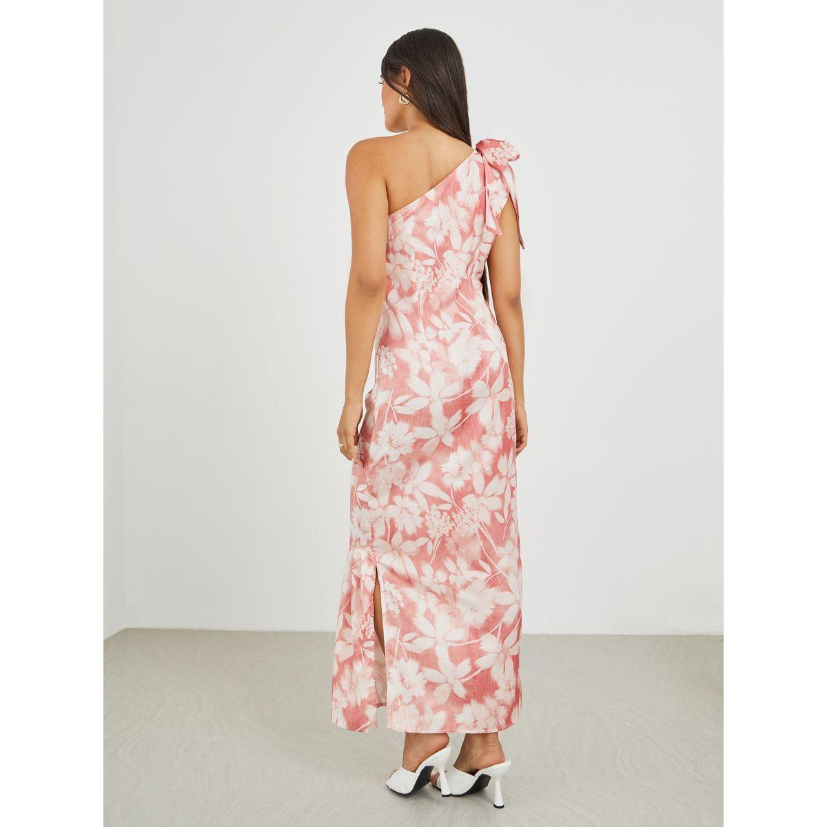 فستان طويل بطبعة زهور وكتف واحد-women-clothing-dresses-image-5
