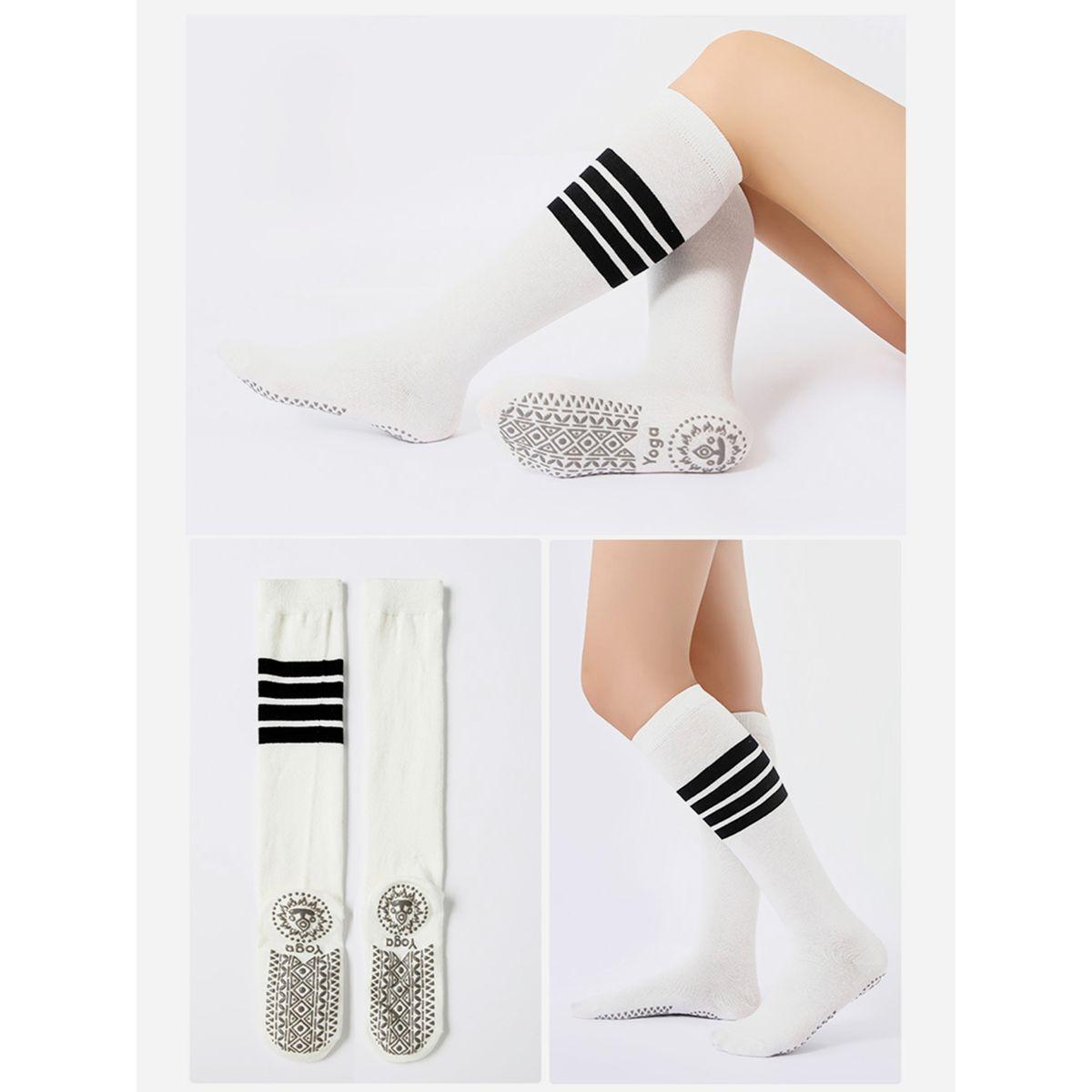 Styli Multi Stripe Silicon Base Mid Calf Yoga Socks-women-socksandstockings-image-1
