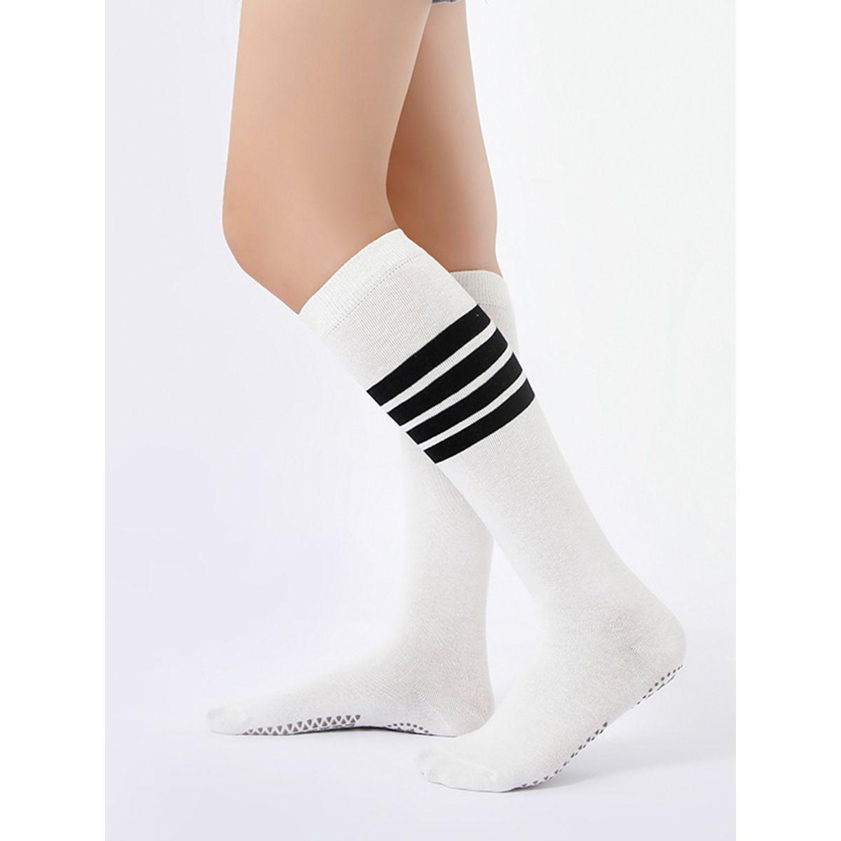 Styli Multi Stripe Silicon Base Mid Calf Yoga Socks-women-socksandstockings-image-2