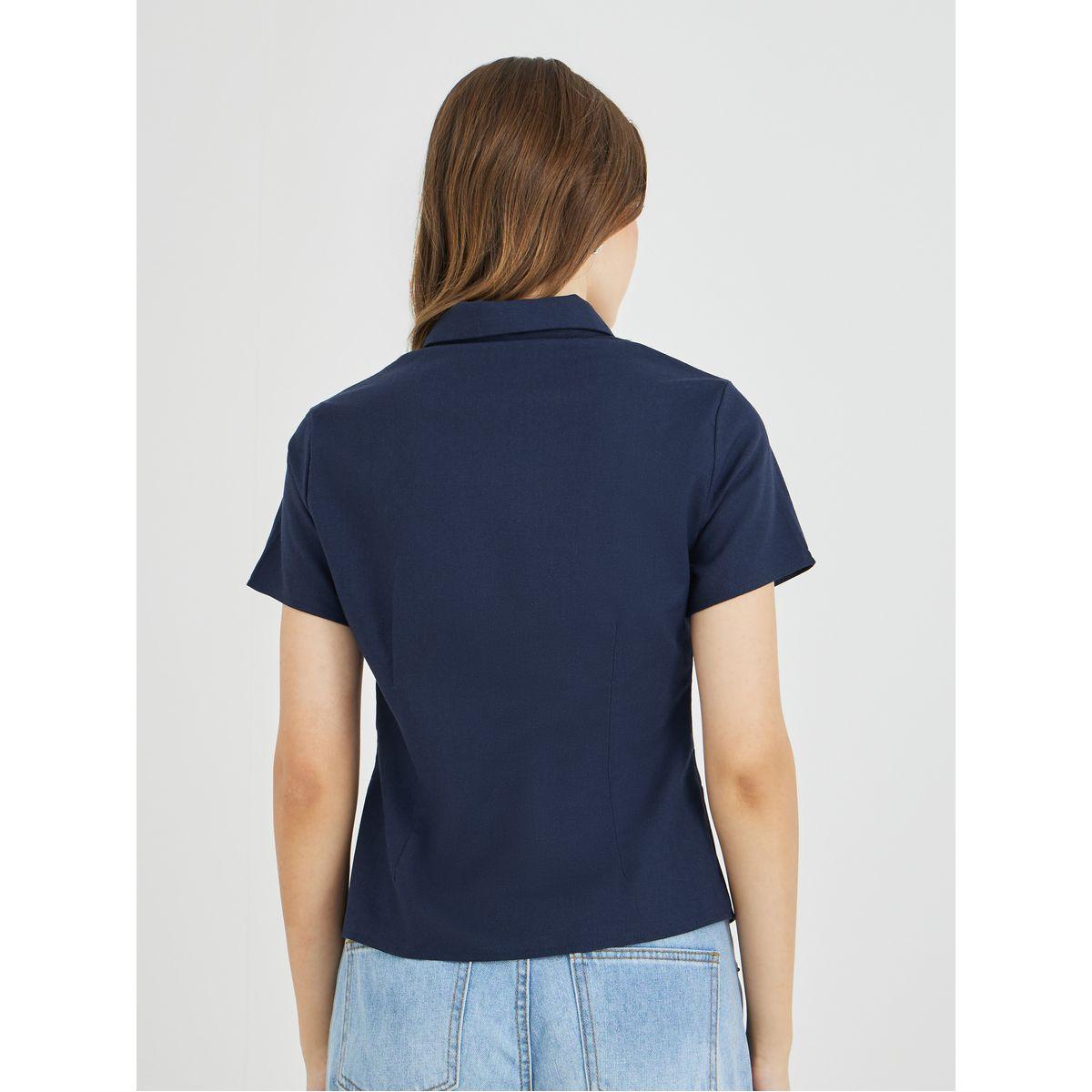 بلوزة سادة بقصة سليم فت وأكمام قصيرة-women-clothing-shirtsandblouses-shirts-image-4