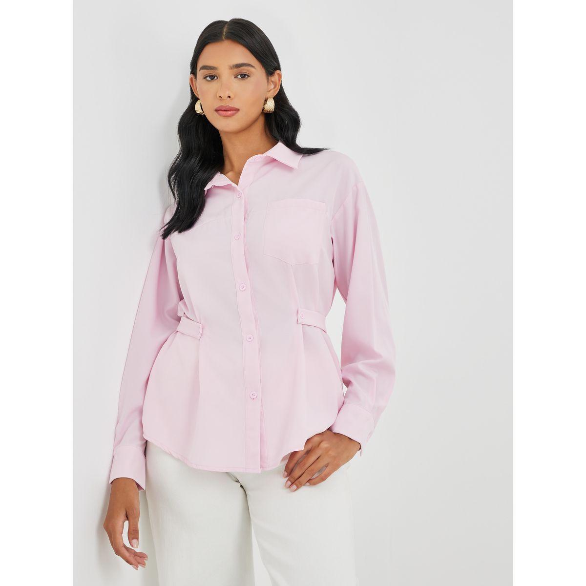 بلوزة بياقة سبريد وأكمام طويلة مع أزرار-women-clothing-shirtsandblouses-shirts-image-1