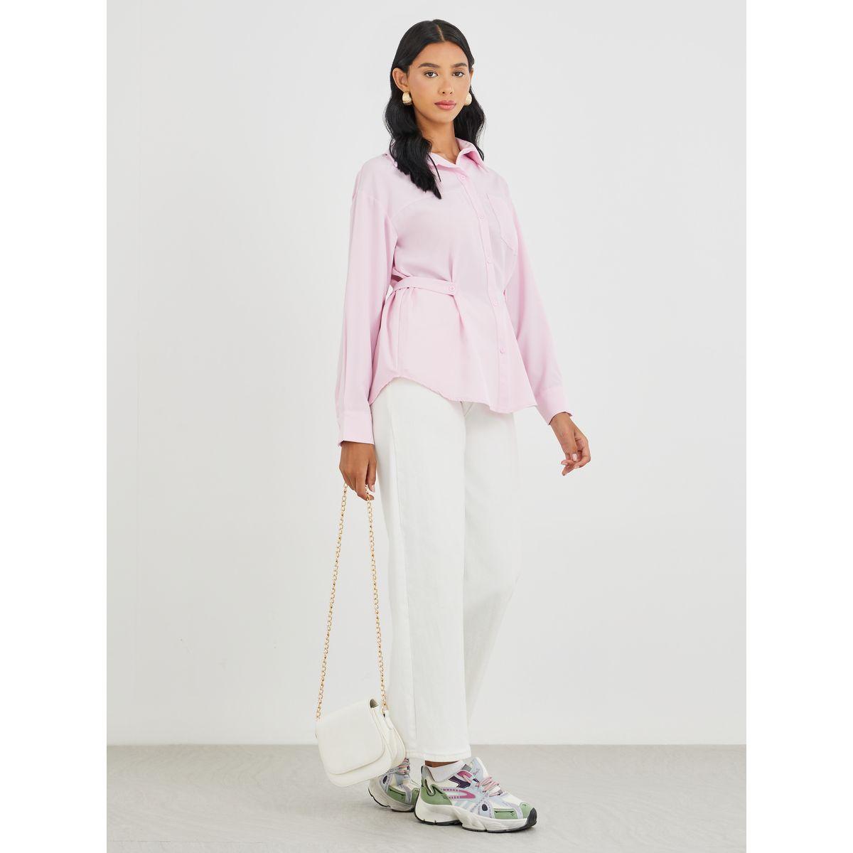 Styli Spread Collar Long Sleeve Button Up Shirt-women-clothing-shirtsandblouses-shirts-image-2