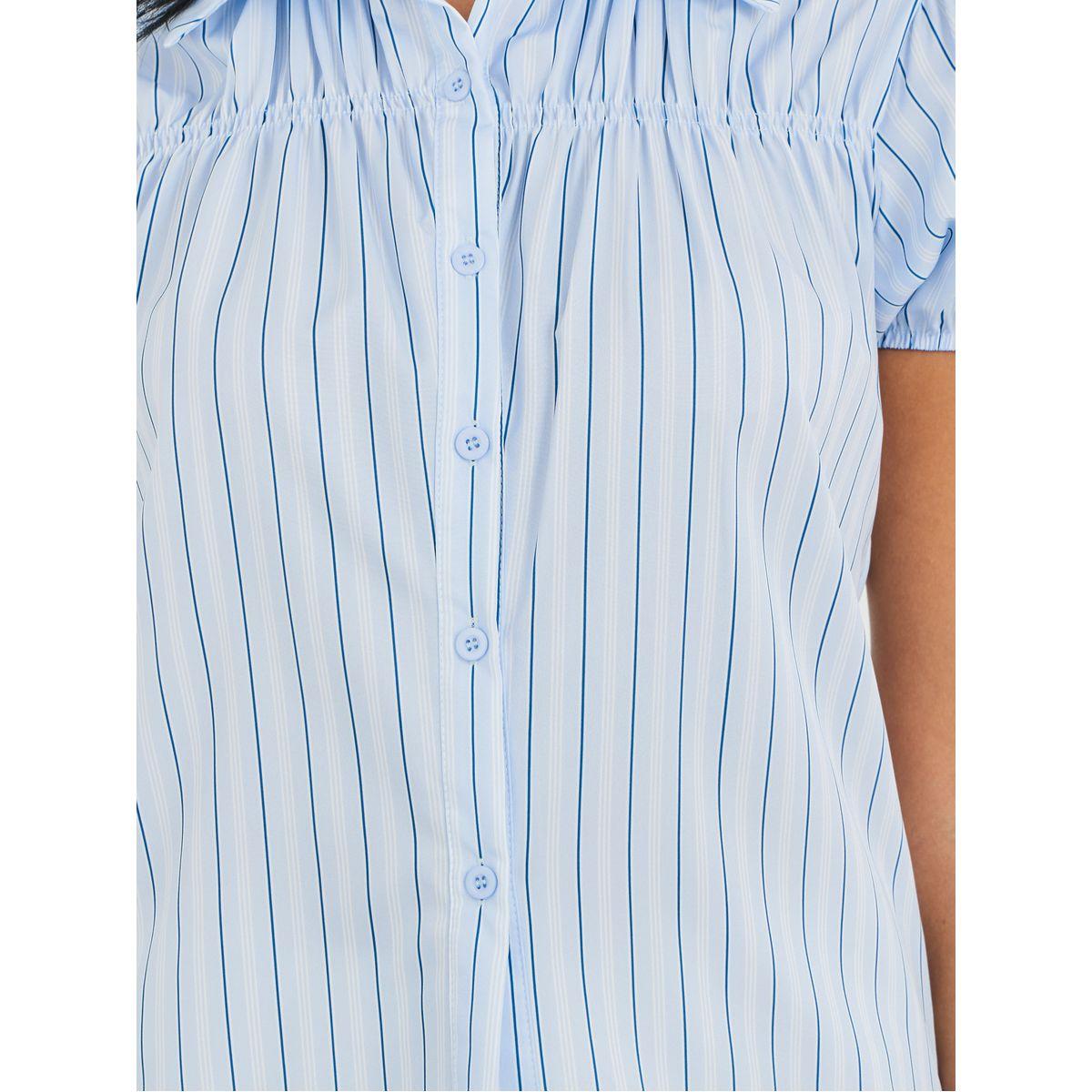 بلوزة مخططة بأكمام منفوخة وأزرار-women-clothing-shirtsandblouses-shirts-image-4