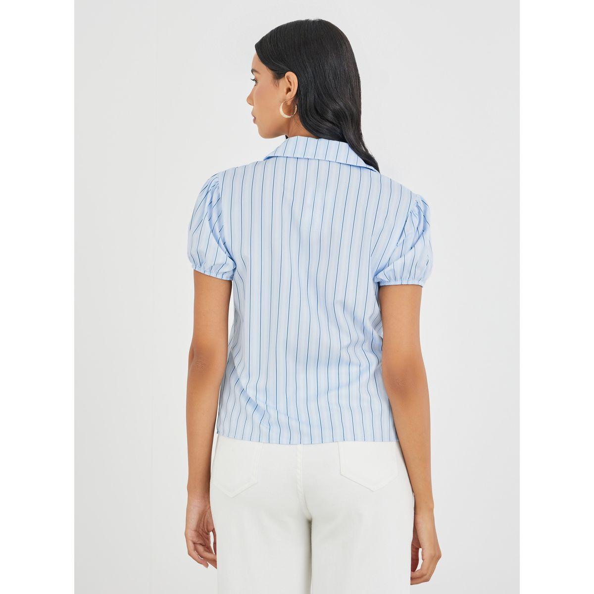 بلوزة مخططة بأكمام منفوخة وأزرار-women-clothing-shirtsandblouses-shirts-image-5