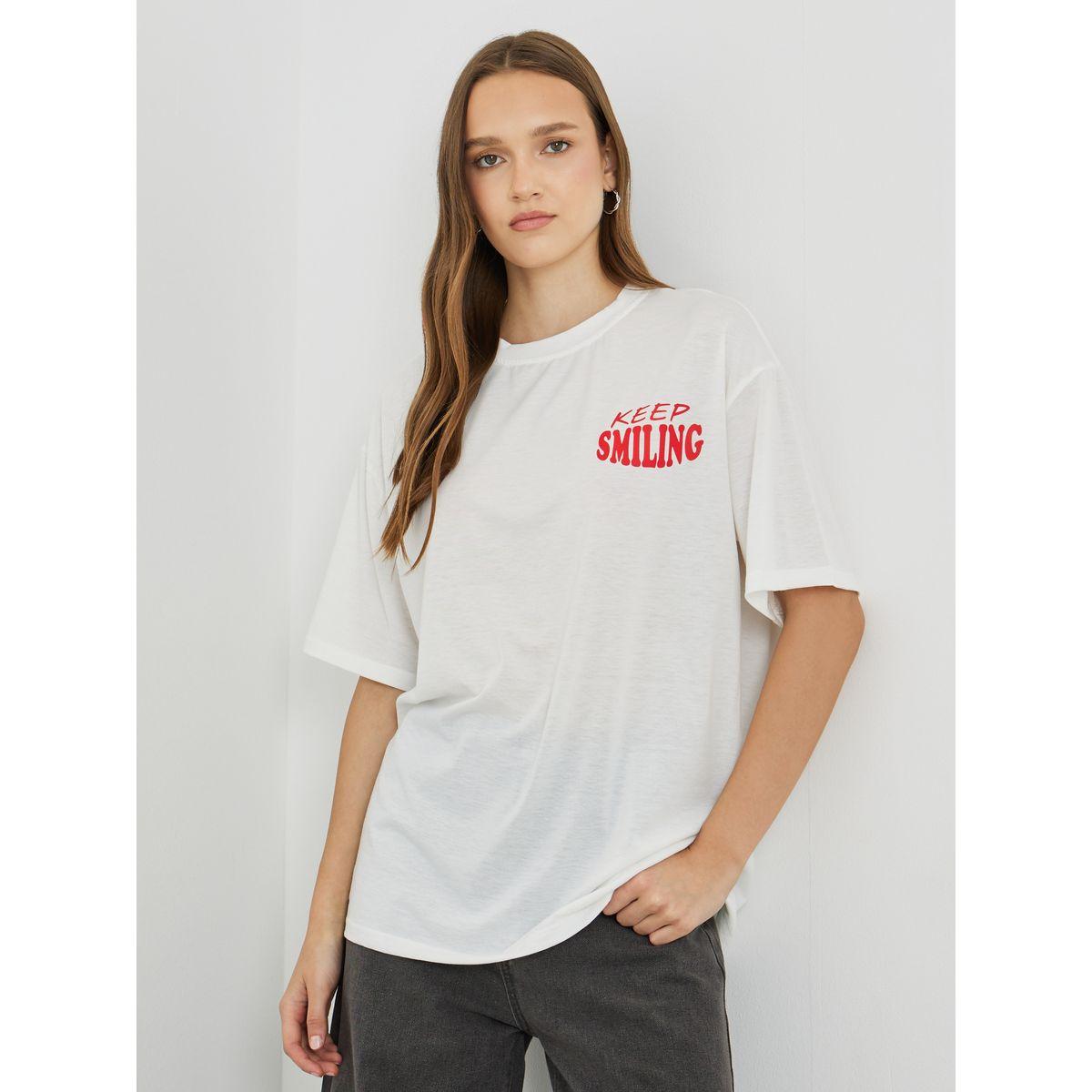 Styli Slogan Print Regular Fit T-Shirt-women-clothing-tshirts-image-1