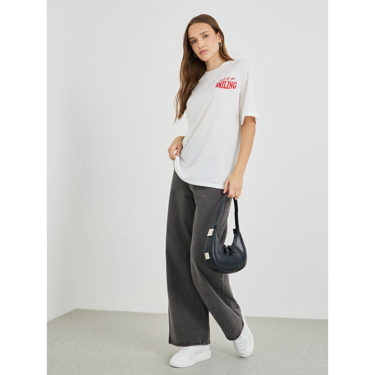 Styli Slogan Print Regular Fit T-Shirt-women-clothing-tshirts-image-2
